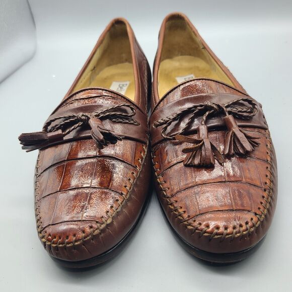 Authentic Men\'s Belvedere Brown Crocodile Leather Loafers Shoes Size US 11 Italy main image 8